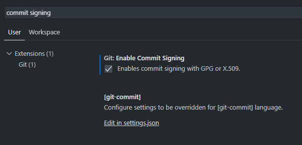 VS Code signed commits